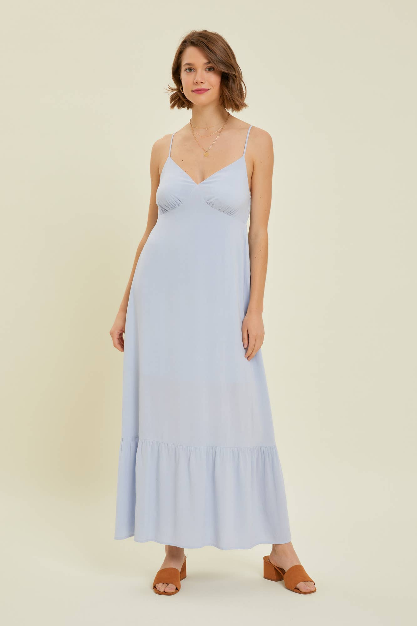 Bump Friendly Linen Blend Cami Tank Midi Dress, Sky