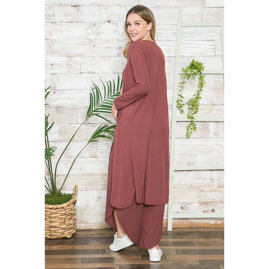 Maternity Maxi Ribbed Cami Jumpsuit & Cardigan 2pc Set