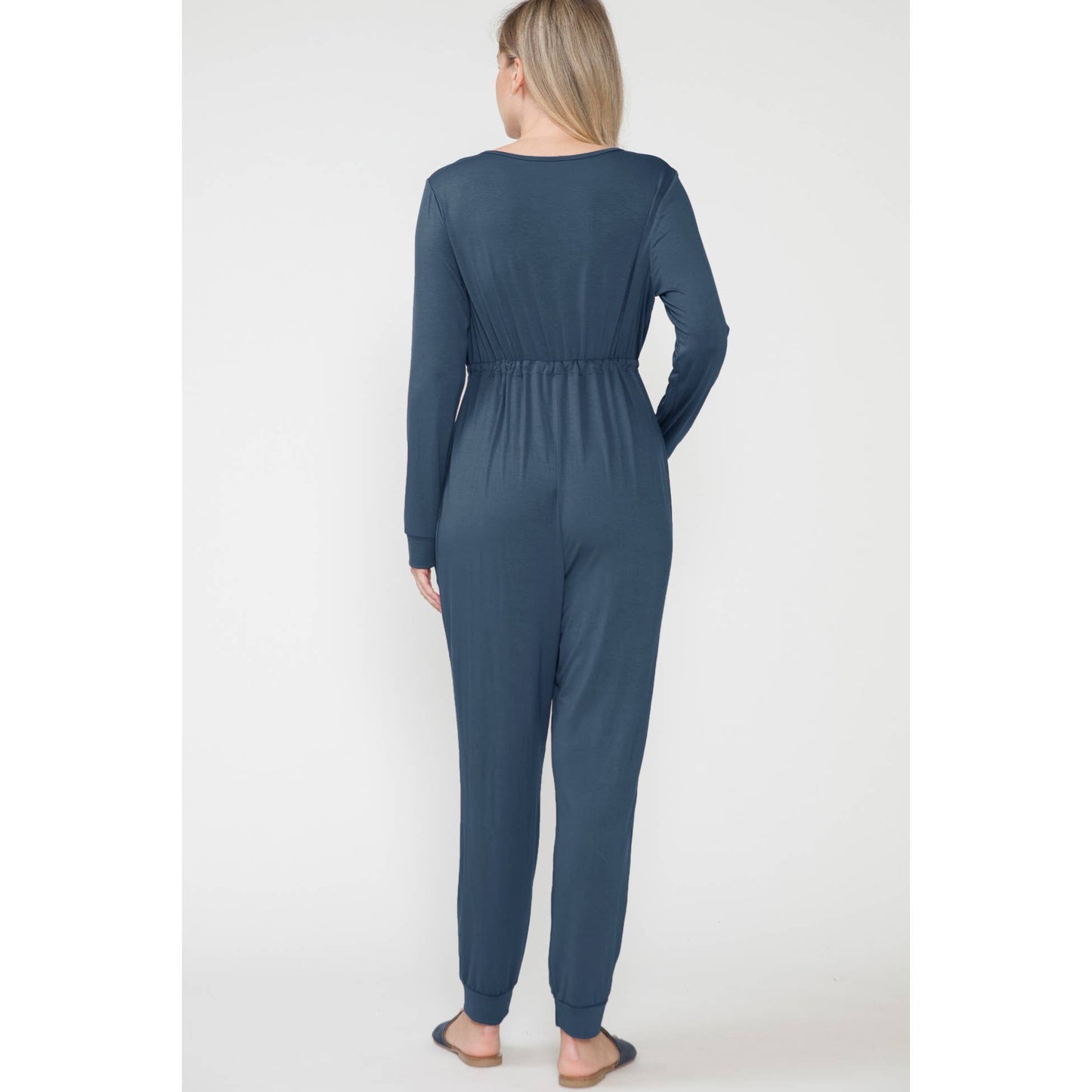 Maternity & Nursing Friendly Wrap Tie Loungewear Relaxed Jumpsuit