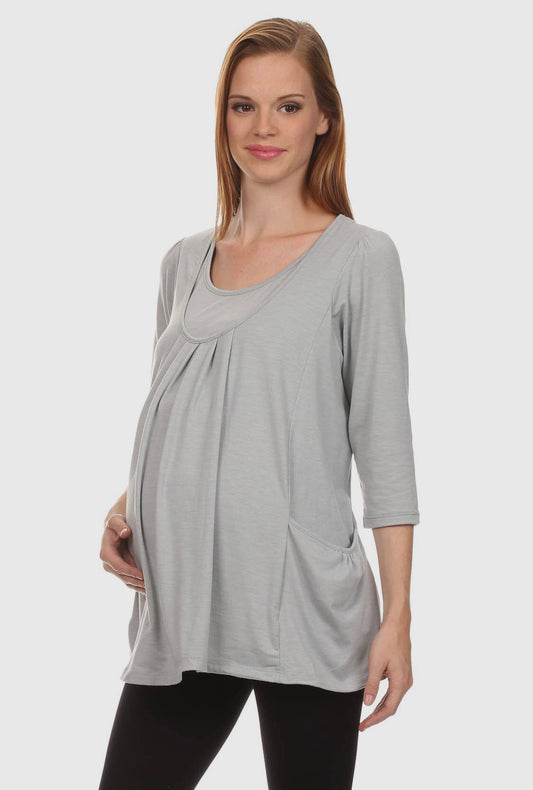 Sarra Modal Pleated Half Sleeve Maternity Nursing Top