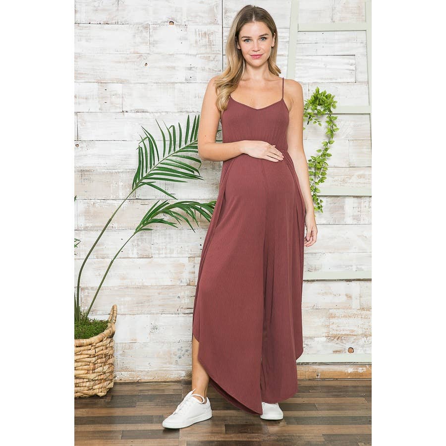 Maternity Maxi Ribbed Cami Jumpsuit & Cardigan 2pc Set