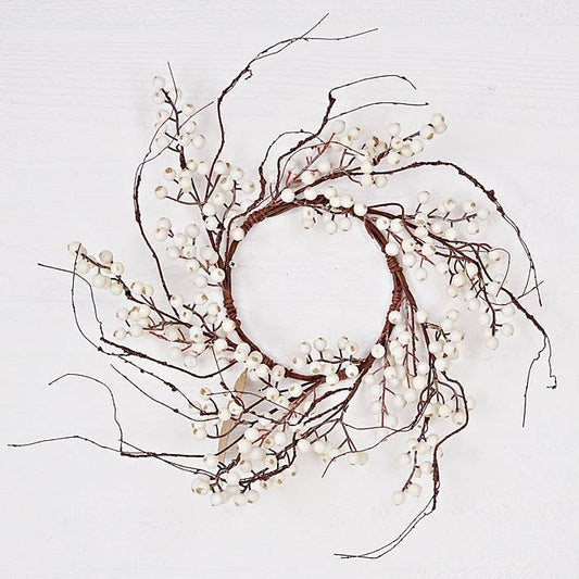 30822- 18in(6.5in)Wreath-White Snowberries with wispy twigs-