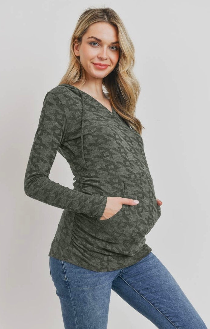 Hello Miz V Neck Maternity Pullover Hoodie