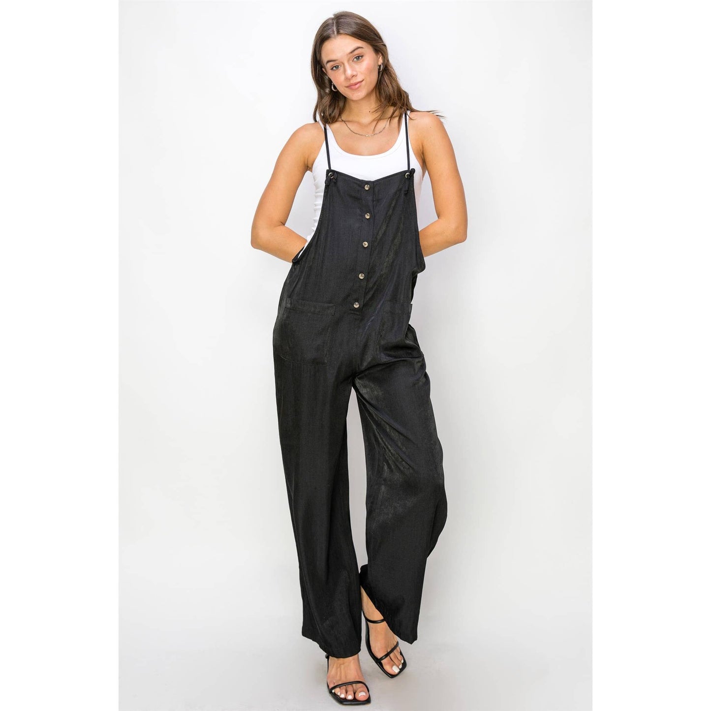 Cutest Aesthetic Nursing Friendly Chambray Jumpsuit, Black