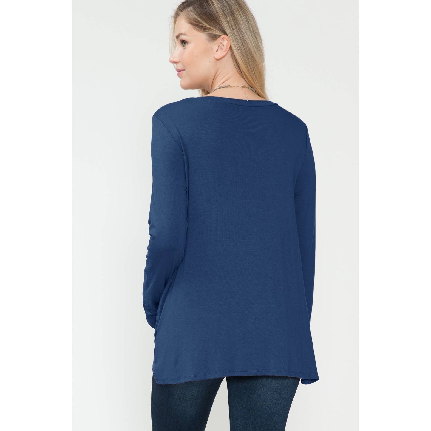 Maternity Front Hem Twist Basic Solid Long Sleeve Solid Top