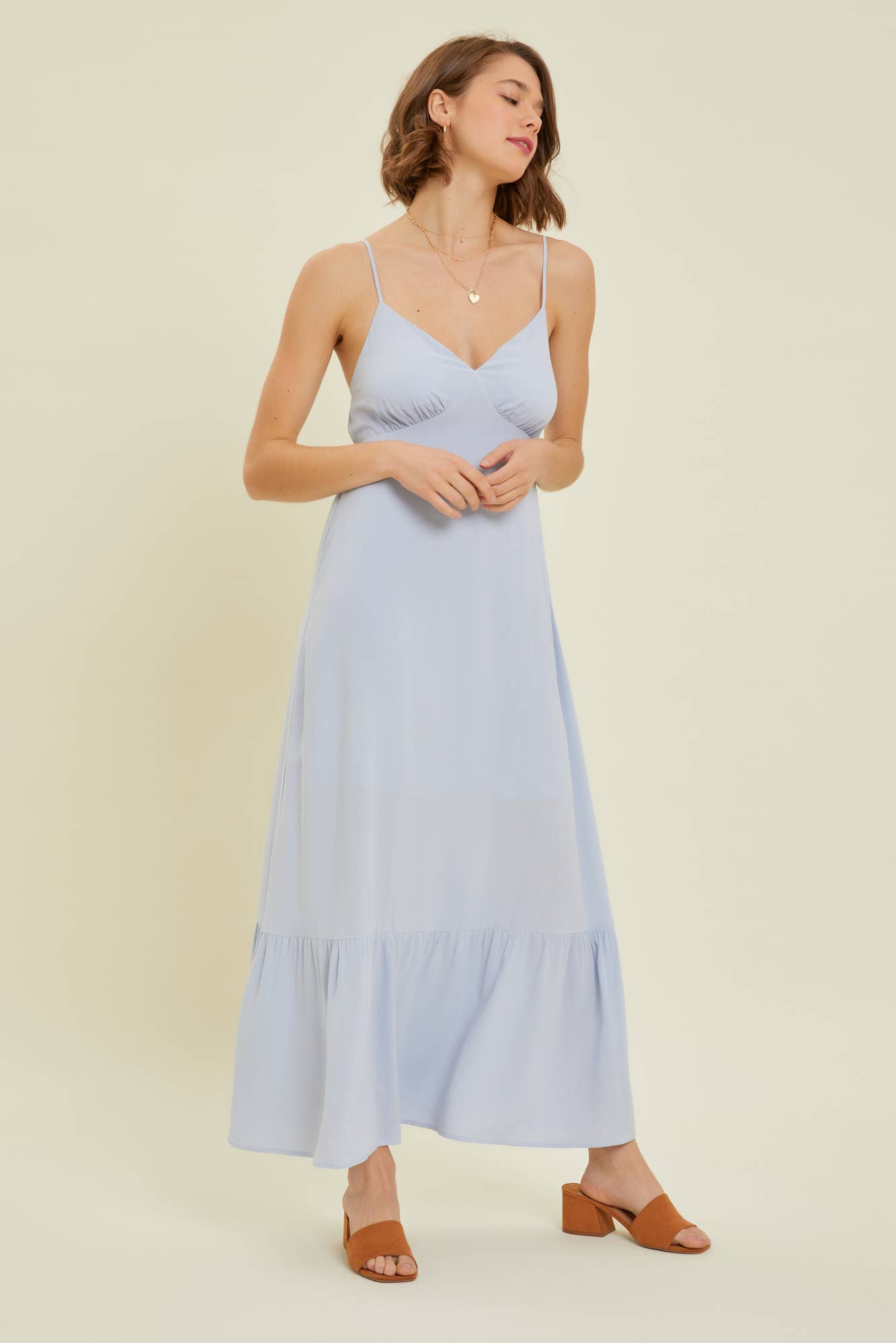 Bump Friendly Linen Blend Cami Tank Midi Dress, Sky