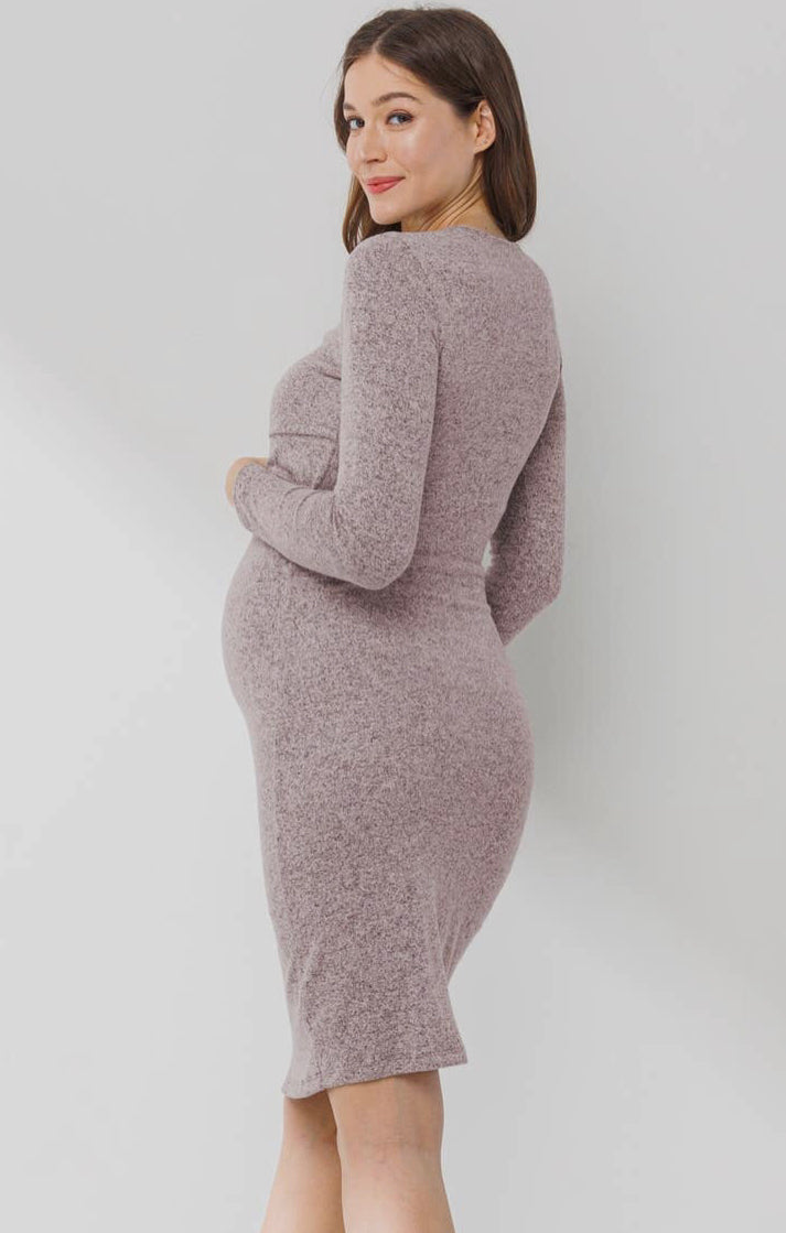 Hello Miz Double Layer Long Sleeve Maternity Nursing Dress