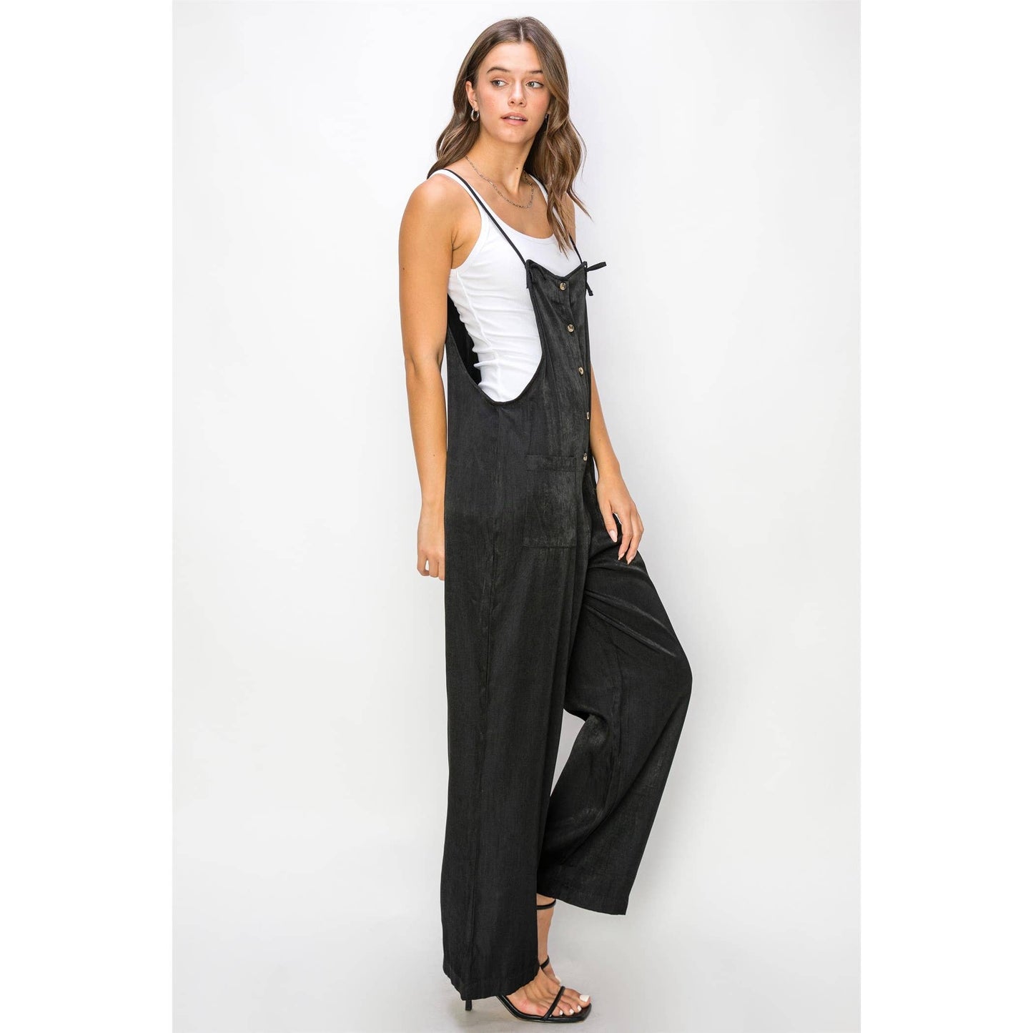 Cutest Aesthetic Nursing Friendly Chambray Jumpsuit, Black