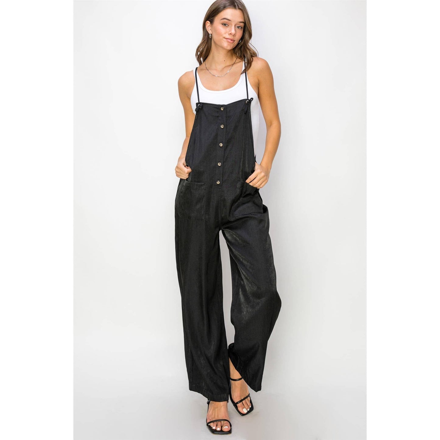 Cutest Aesthetic Nursing Friendly Chambray Jumpsuit, Black