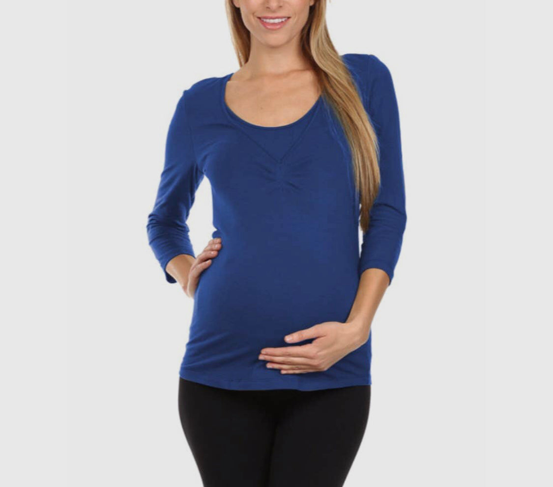 Georgia Long Sleeve Cotton Maternity Nursing Top