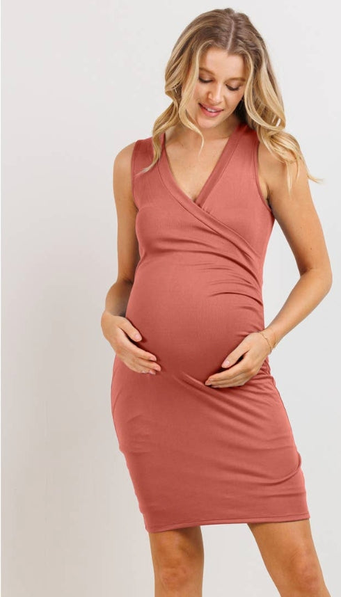 Hello Miz Sleeveless Ruched Maternity & Nursing Dress