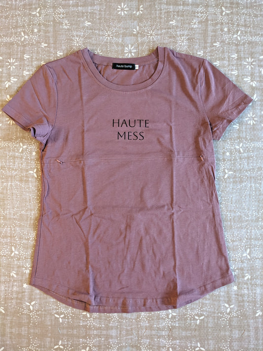 "haute mess" Cotton Hidden Double Zipper Nursing Tee by haute bump