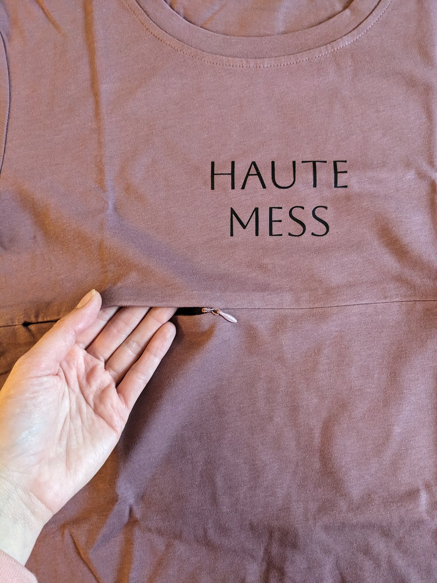 "haute mess" Cotton Hidden Double Zipper Nursing Tee by haute bump