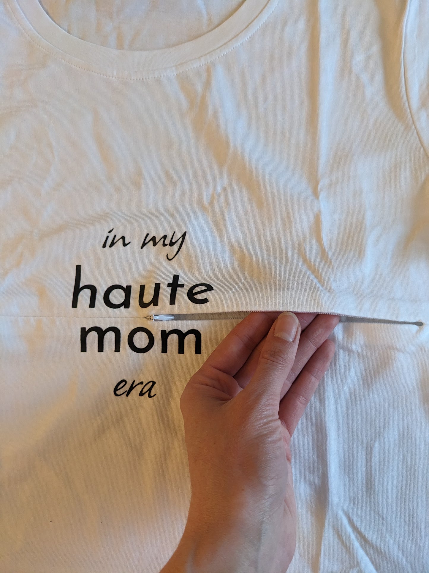 "haute mom era" Cotton Hidden Double Zipper Nursing Tee by haute bump