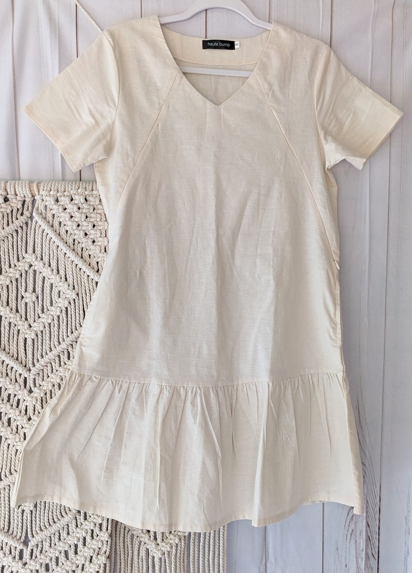 The Flirty Mama Cotton & Linen Hidden Zipper Nursing Dress by haute bump