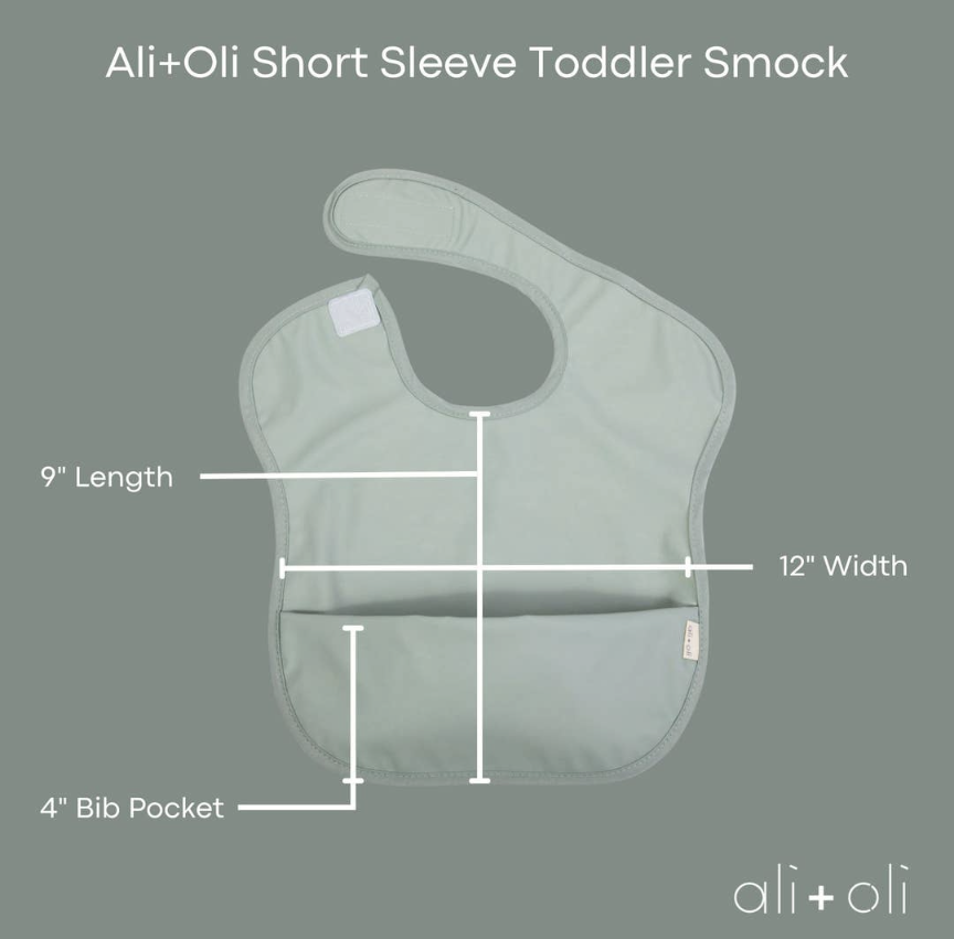 ali+oli 2-piece Smock Bib Long and Short Sleeve Set, Dino Mint