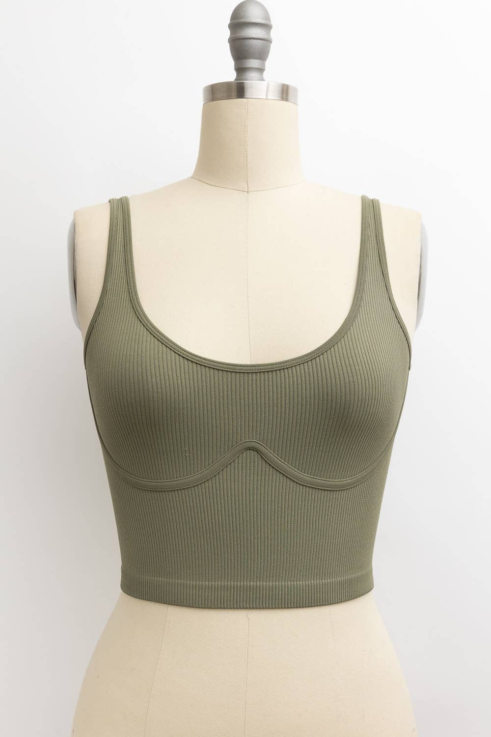 Ribbed Underline Seams Brami Top For Nursing, Olive