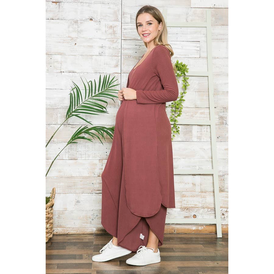 Maternity Maxi Ribbed Cami Jumpsuit & Cardigan 2pc Set