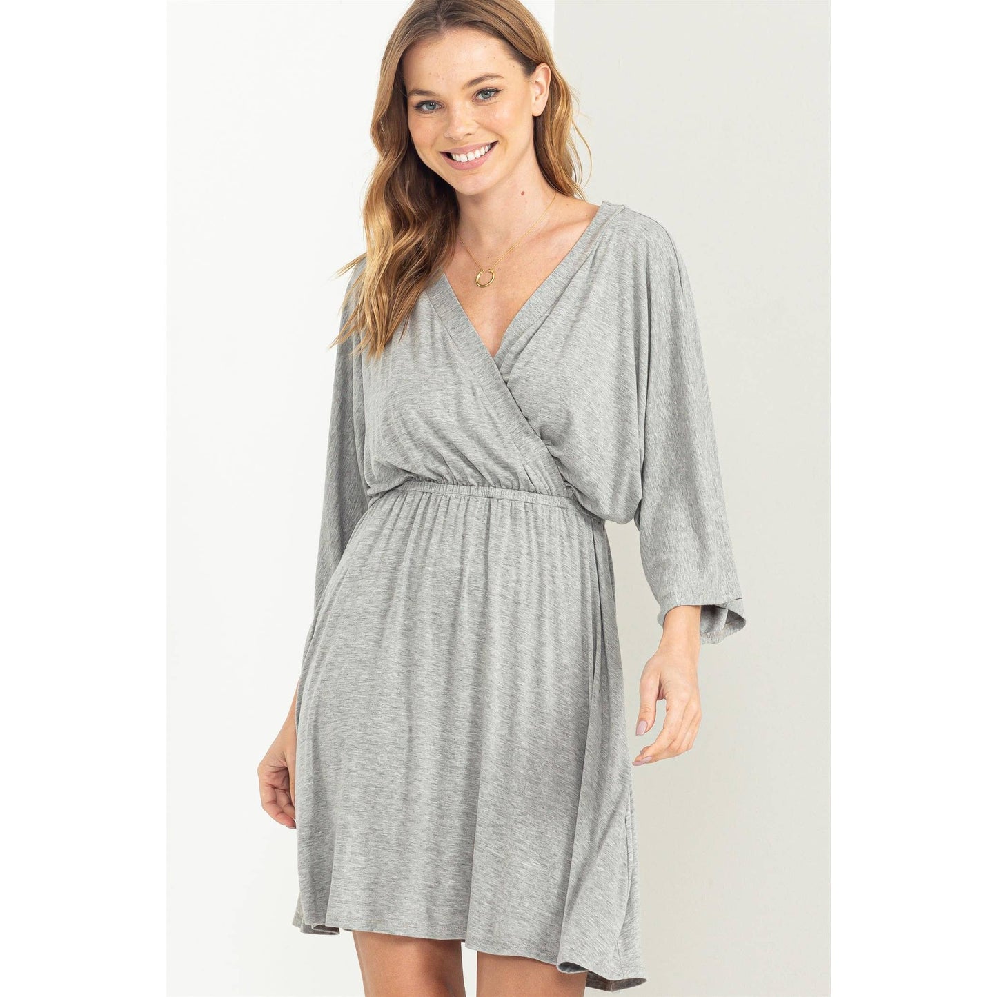 Surplice Jersey Nursing & Bump Friendly Lounge Dress, Grey