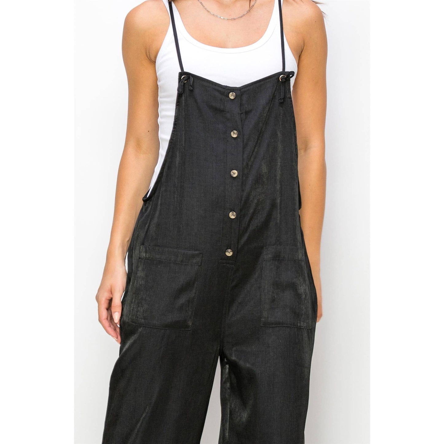 Cutest Aesthetic Nursing Friendly Chambray Jumpsuit, Black