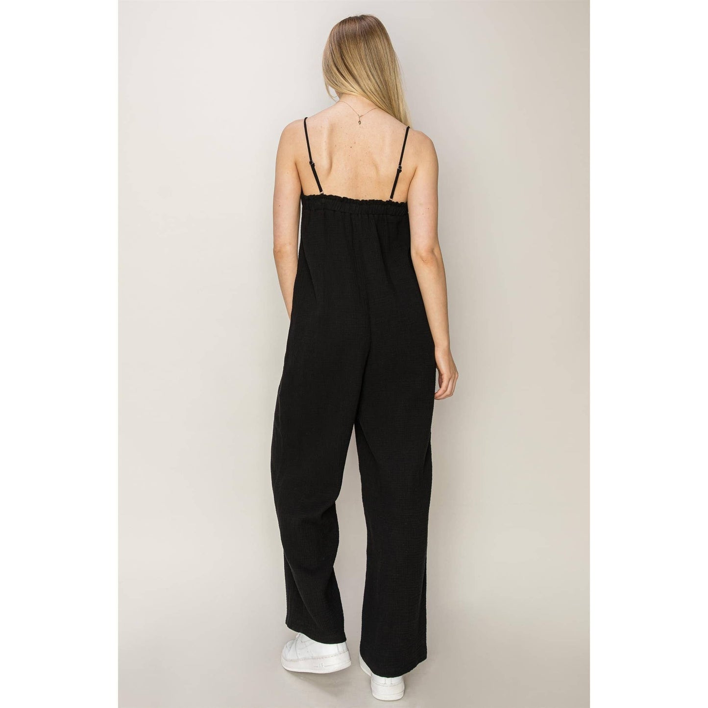 100% Cotton Gauzy Mama Maternity Jumpsuit, Black