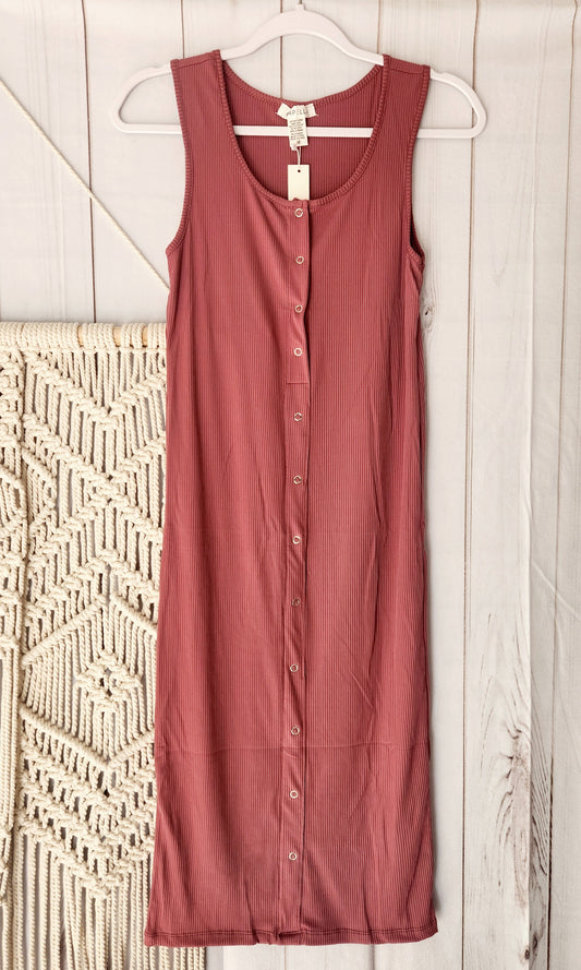 Ribbed Knit Bump & Nursing Friendly Tank Dress, Mauve