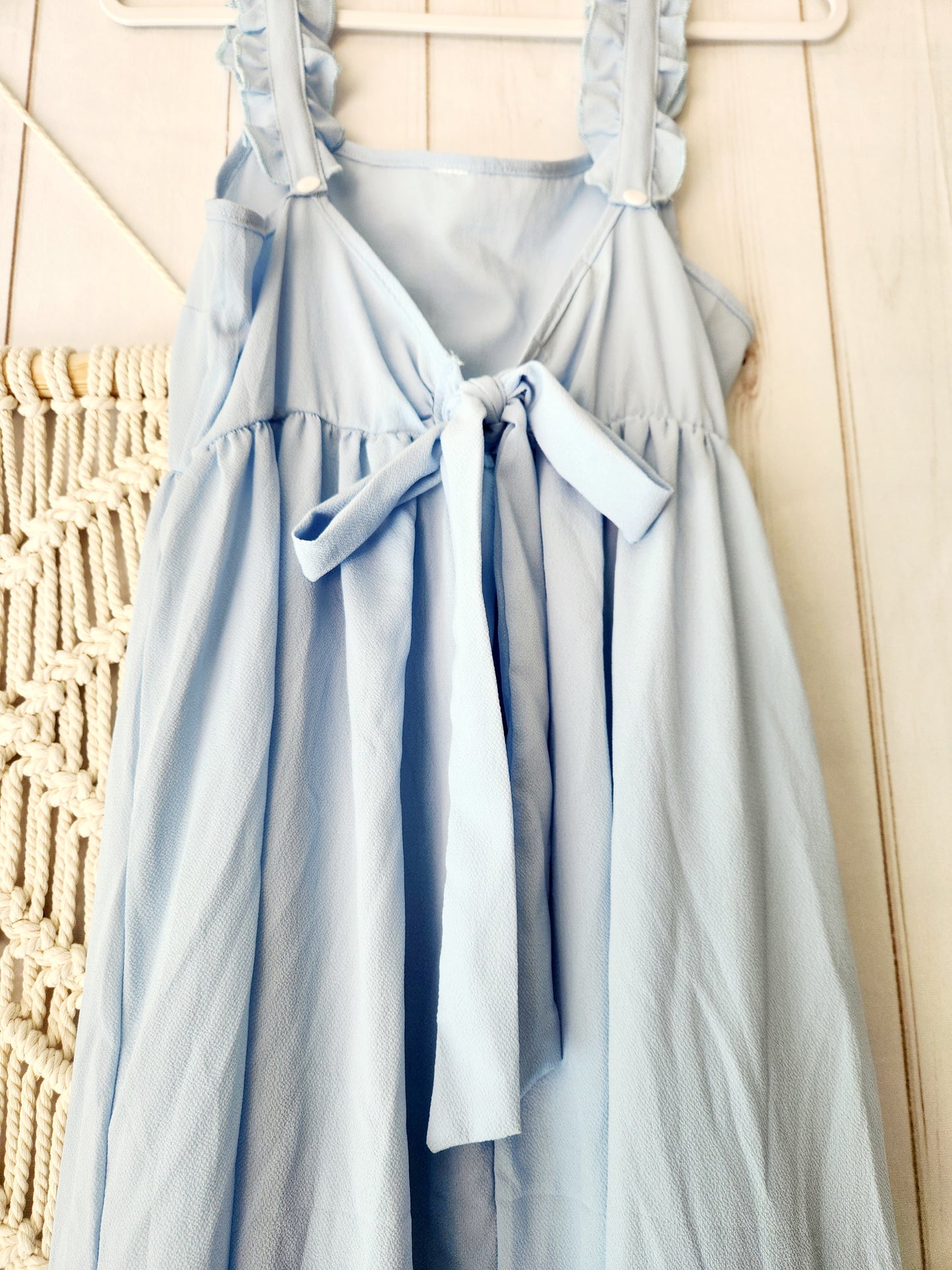 Sweet Mama Tie Back Tiered Maxi Dress, Baby Blue