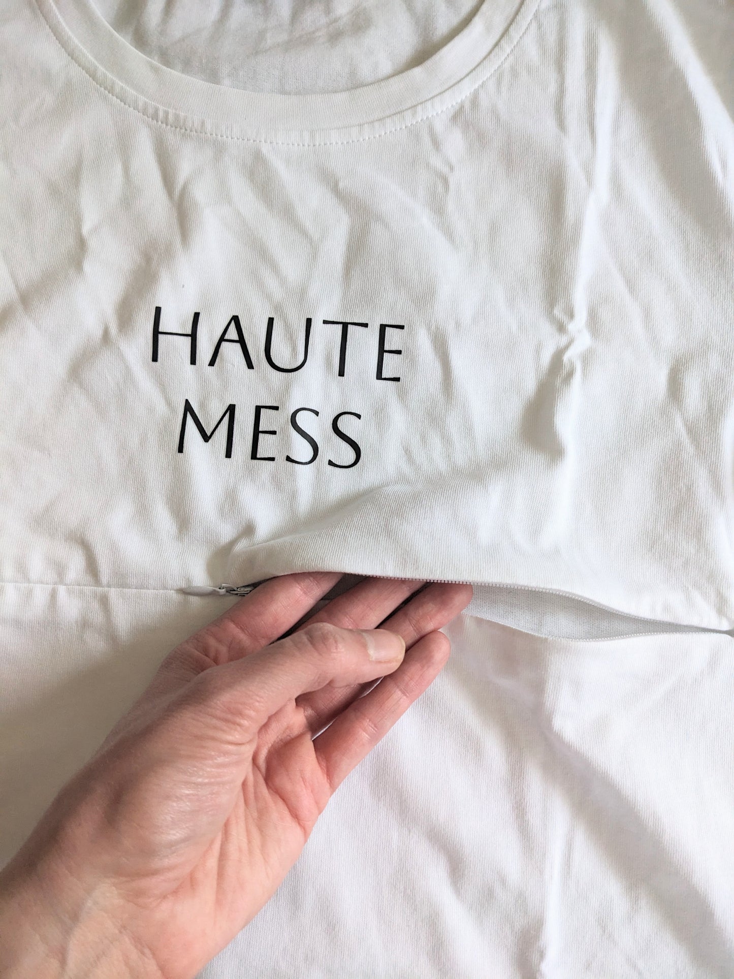 "haute mess" Cotton Hidden Double Zipper Nursing Tee by haute bump