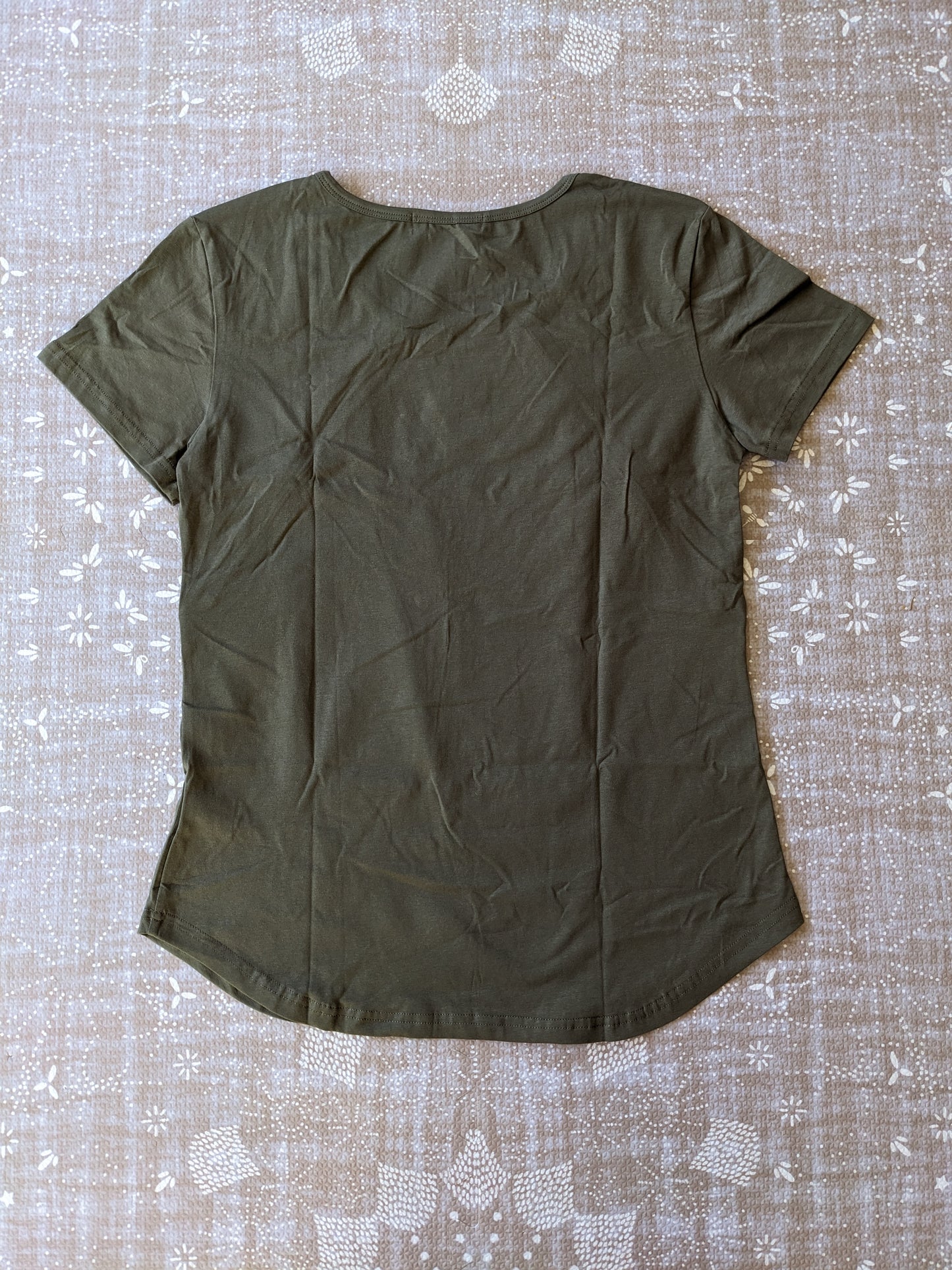 Soft & Stretchy Cotton Round Neck Hidden Zipper Nursing Tee, Olive