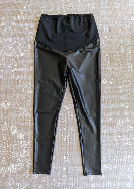 Vegan Leather Maternity Leggings by haute bump, Black