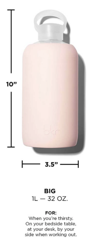 bkr Teddy Big Bottle 1L (32 oz), Glass & Silicone