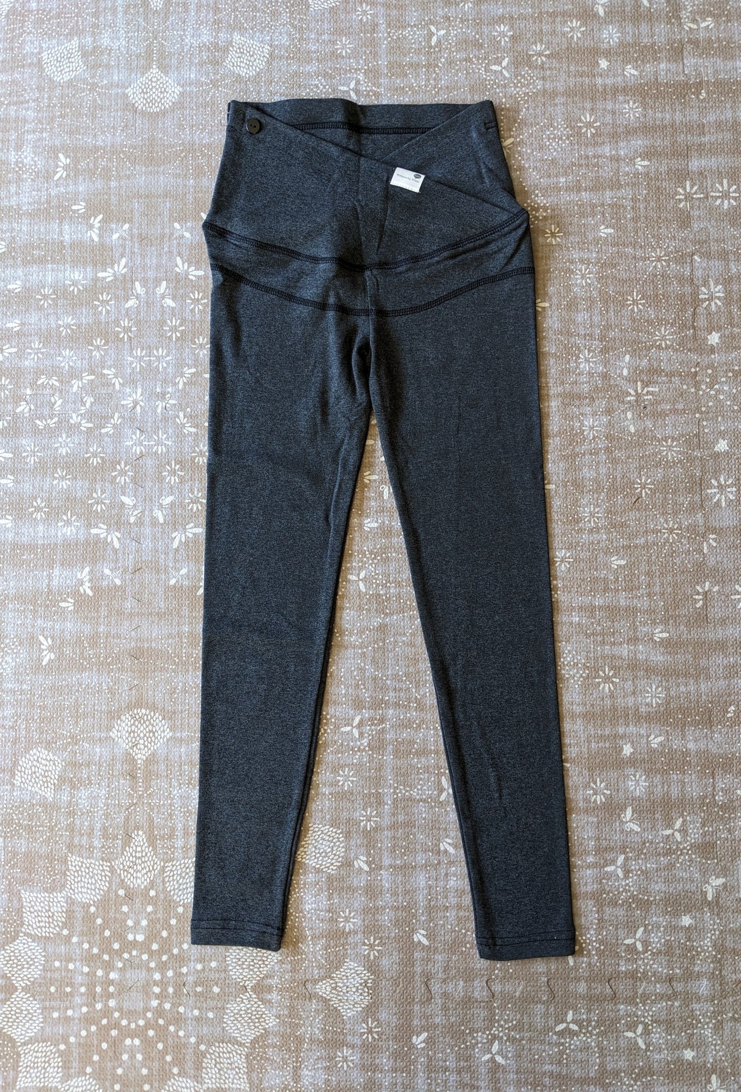 V Waist Cotton Maternity Leggings, Dk Grey