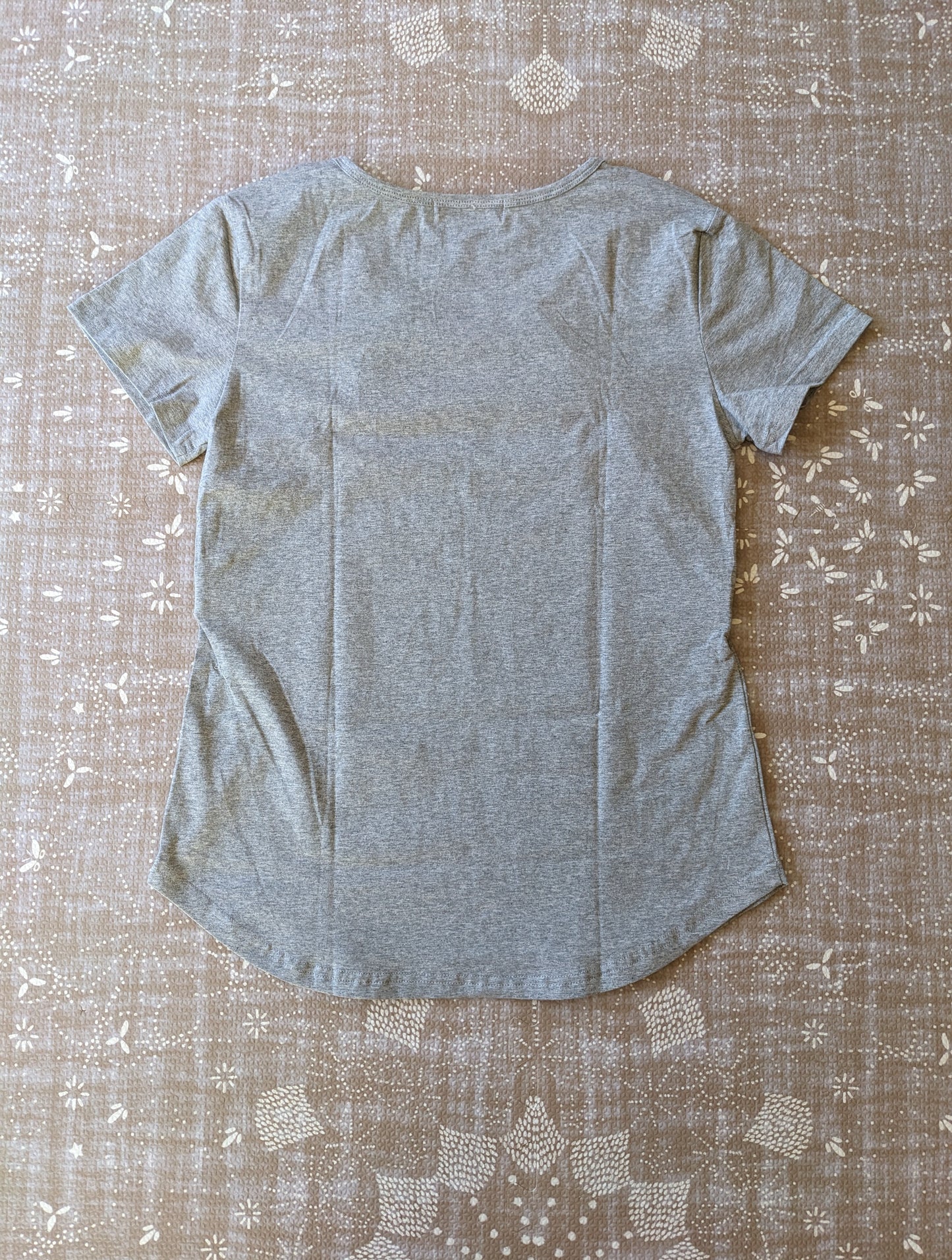 Soft & Stretchy Cotton Round Neck Hidden Zipper Nursing Tee, Grey