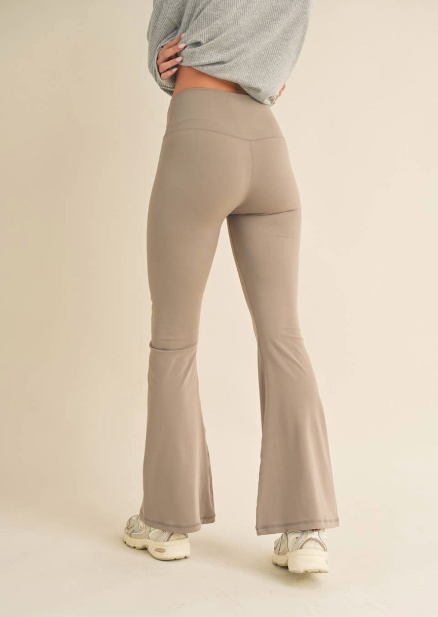 High Waist Crossover Flare Legging, Oat