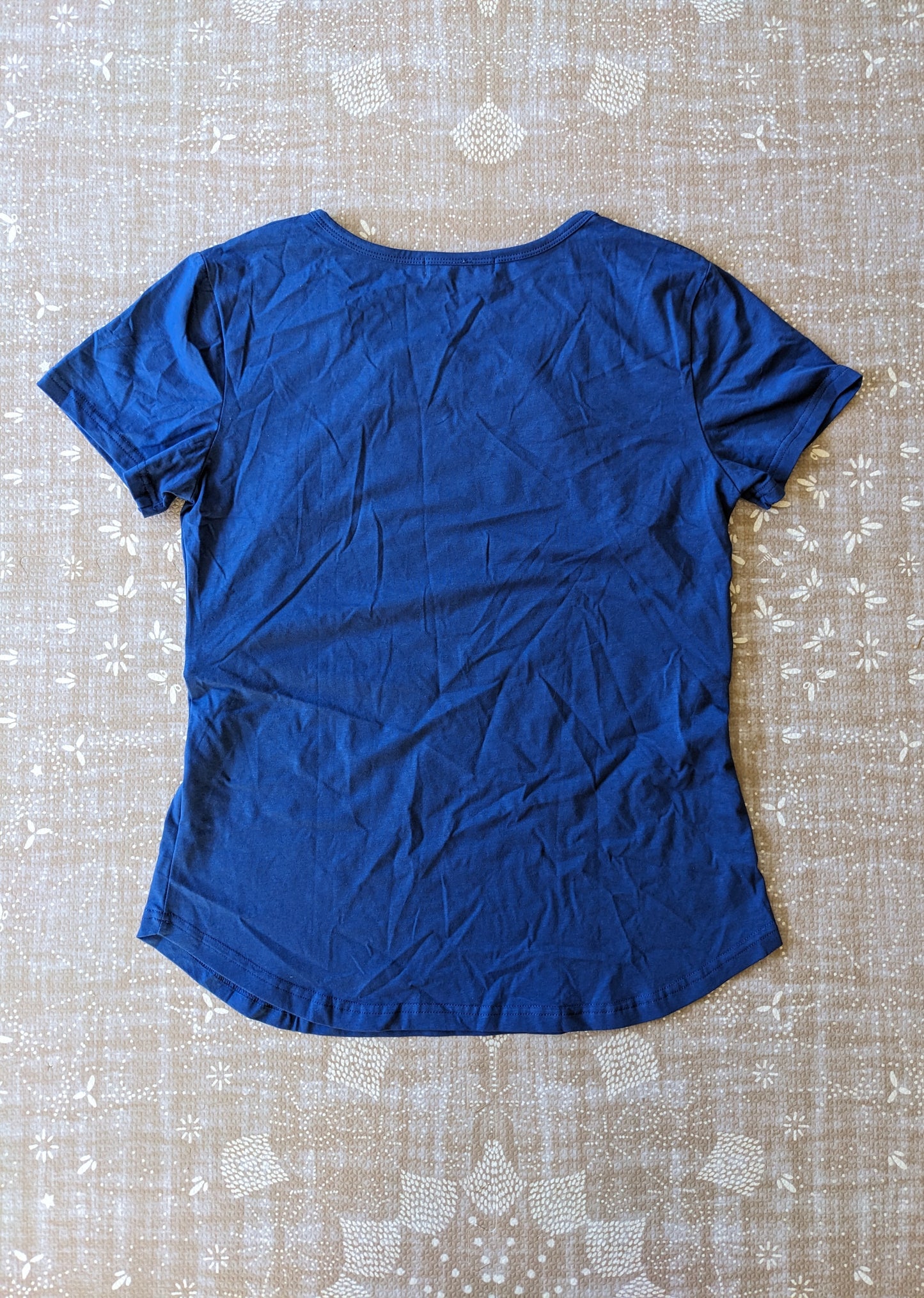 Soft & Stretchy Cotton Round Neck Hidden Zipper Nursing Tee, Blue