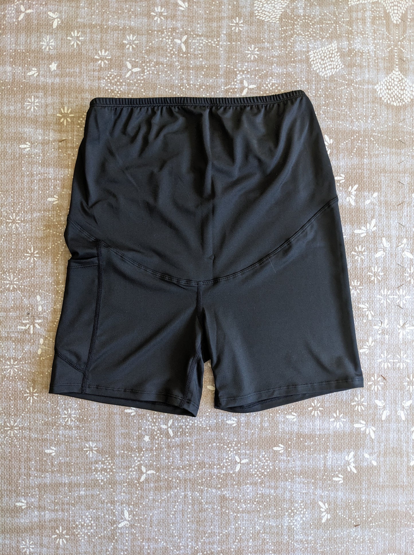 Maternity Biker Shorts with Side Pocket, Black